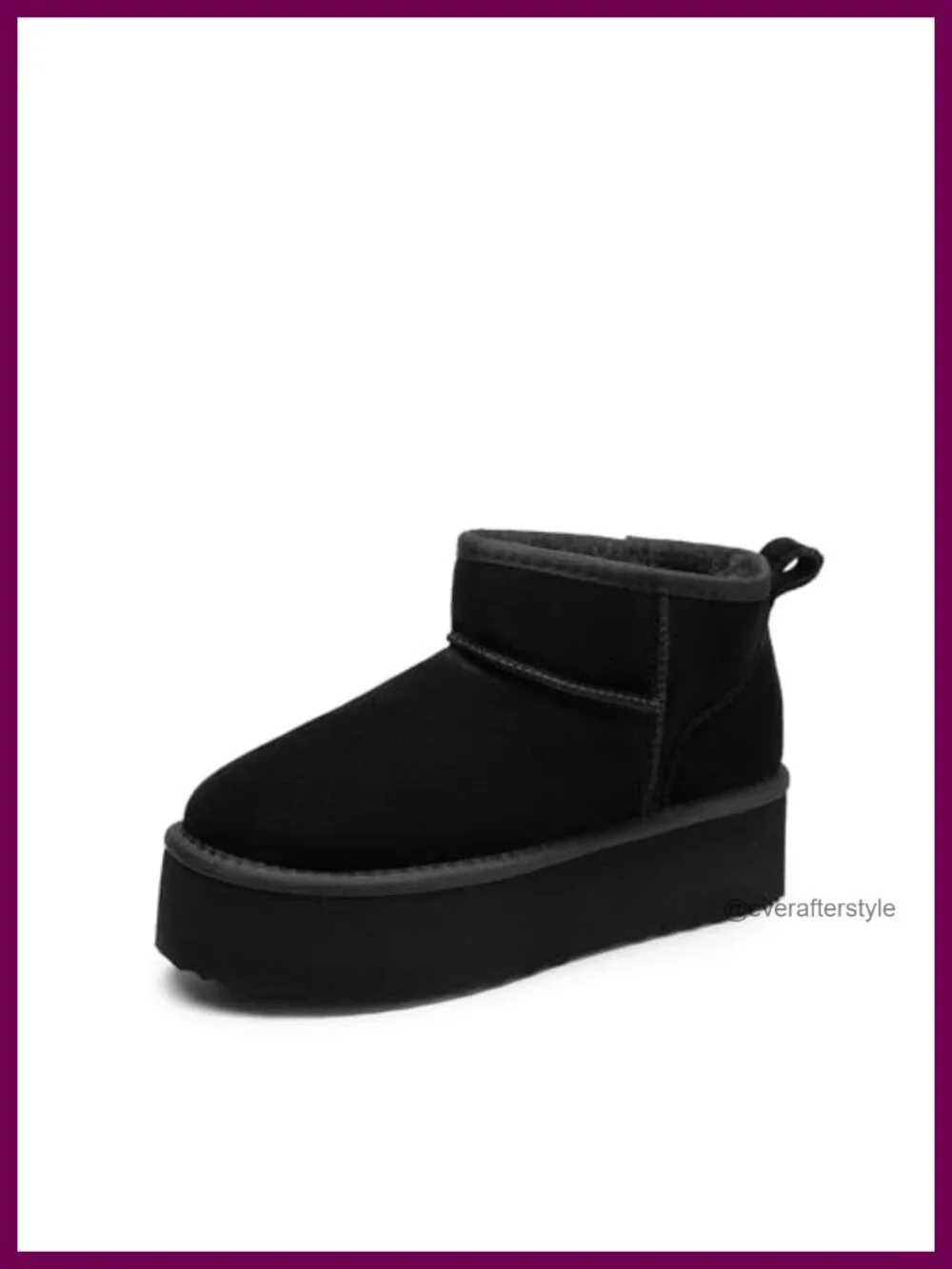 Suede Platform Ankle Boots Faux Fur Lining Slip-On Winter Snow Booties